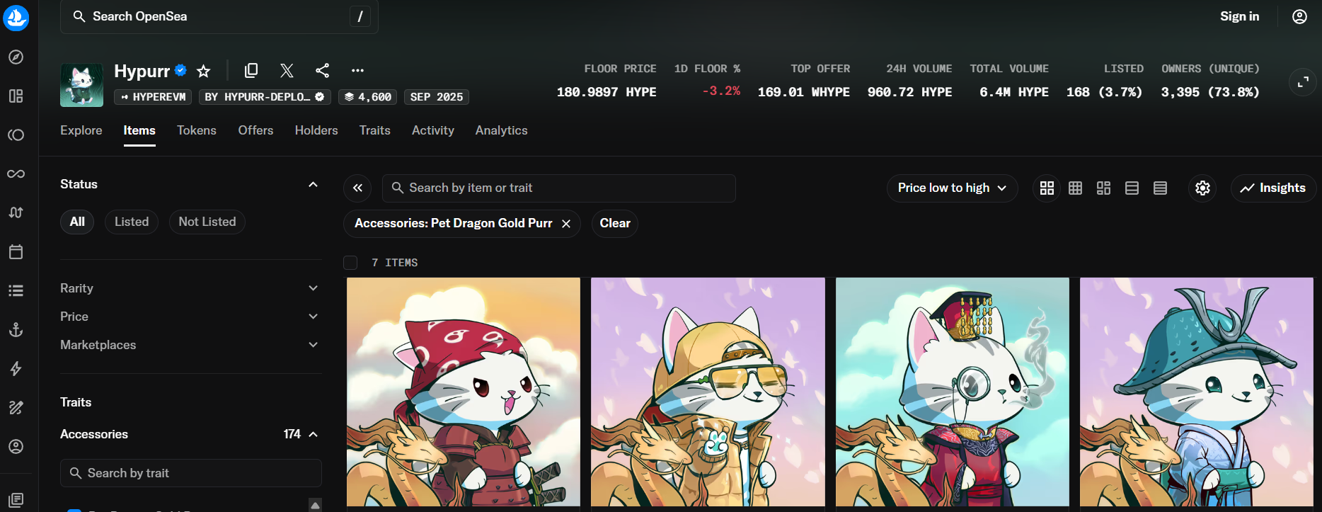 Hypurr collection filtered by dragon pet trait